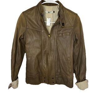 Mike & Chris Leather Bomber Zip-Up Jacket